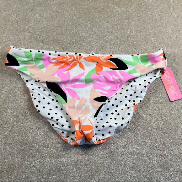 Ninety-Nine Other - Bikini Bottoms Reversible Hipster Floral Polka Dot NWT Black White Tropical XXL